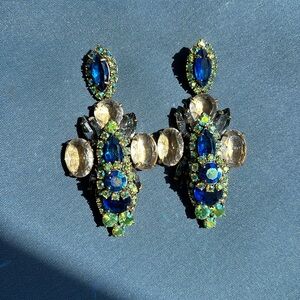 J crew earrings.  Large.  Green and blue